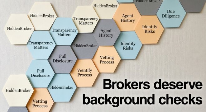 Hexagonal Layout Illustrating Brokerage Information and Processes