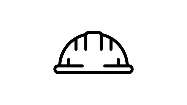 Black line icon of a construction safety hard hat