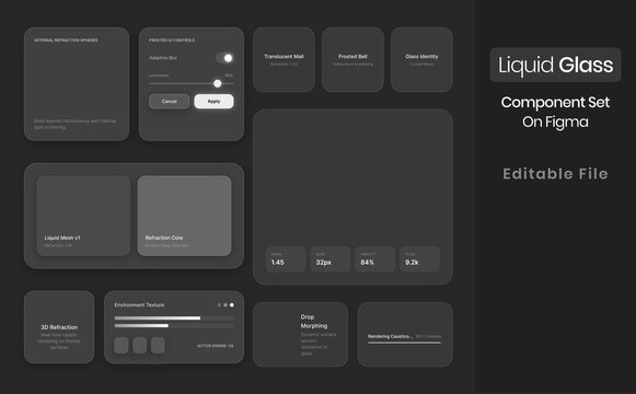 Liquid Glass component set on figma editable
