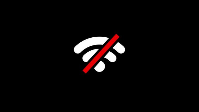 4K no wi-fi signal and no internet connection wifi network on black background