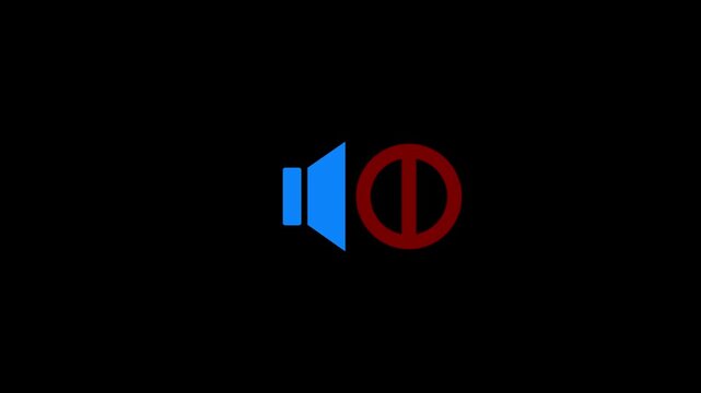 Minimal mute sound icon illustration on black background for apps and digital interfaces