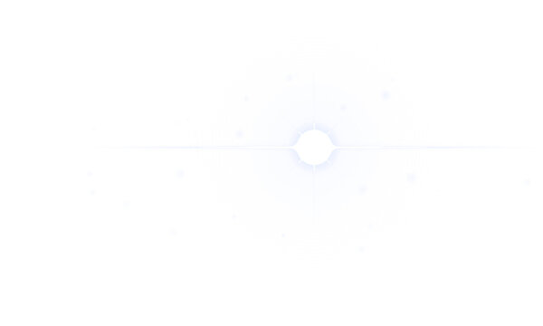 Pale blue glowing planet with concentric rings and floating particles on black background