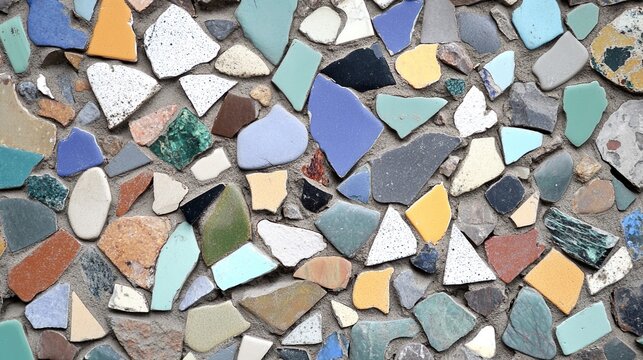cohesive. Mosaic artwork made of tiny colored fragments forming a cohesive pattern. event programs, museum guides, designed for cultural heritage projects and event programs, supports education.