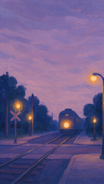 Serene evening train journey