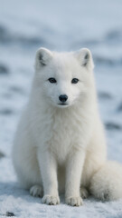 Naklejka premium Arctic fox sitting on snow