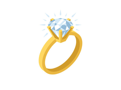 Golden Ring With Large Clear Gemstone Centerpiece.