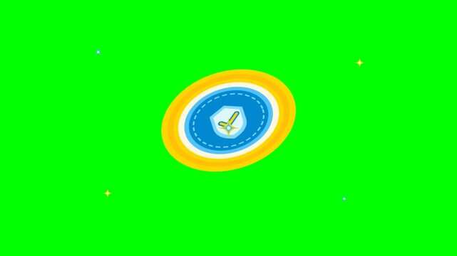 Minimalist 2D Vector Shield Icon Rotating on Green Screen