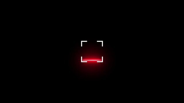 Neon shine fingerprint biometric scanning and scanner icon animation isolated on black background