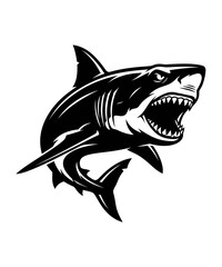 Fototapeta premium Aggressive great white shark illustration with open mouth and sharp teeth