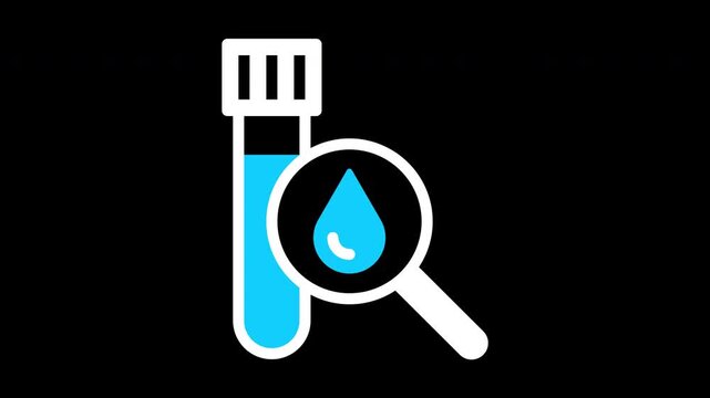 Blood test flat icon animation, alpha channel, transparent background.