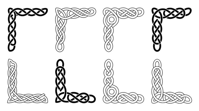 Celtic Knot Corner Decoration: A collection of intricate Celtic knot designs, presented as corner decorations.
