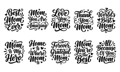 Happy Mothers Day Calligraphy Quote Lettering Set © MDABDUL