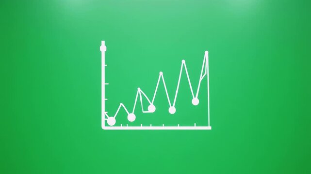 Growing financial graph animated on a green chalkboard with upward trend and subtle lighting
