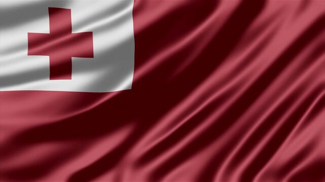 Tonga flag waving gently with smooth silk fabric texture in this realistic digital animation clip for patriotic celebration motion backgrounds