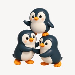 Fototapeta premium Adorable penguins forming pyramid