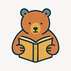 Fototapeta premium Cute bear reading book illustration.