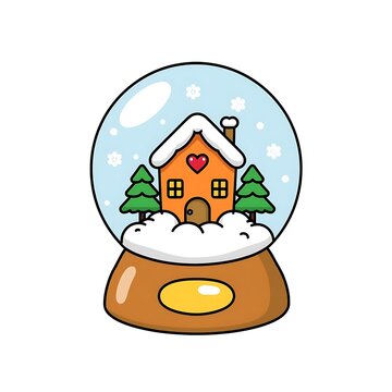 Cute Winter Wonderland Snow Globe | Cozy Gingerbread House & Festive Pine Trees