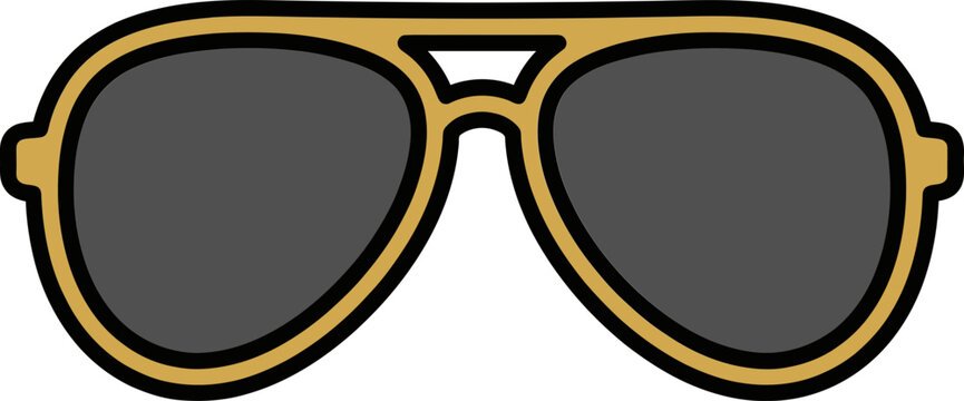 Aviator Sunglasses Icon with Gold Frames and Dark Lenses