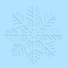 Obraz premium Light Blue Embossed Snowflake Isolated on Blue Background Christmas and Winter Holiday Design Asset Texture