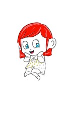 Cute little girl character with red hair and blue eyes smiling happily clipart vector illustration