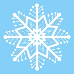 Detailed Layered White Snowflake with Dots and Geometric Lines Isolated on Light Blue Background Winter Asset