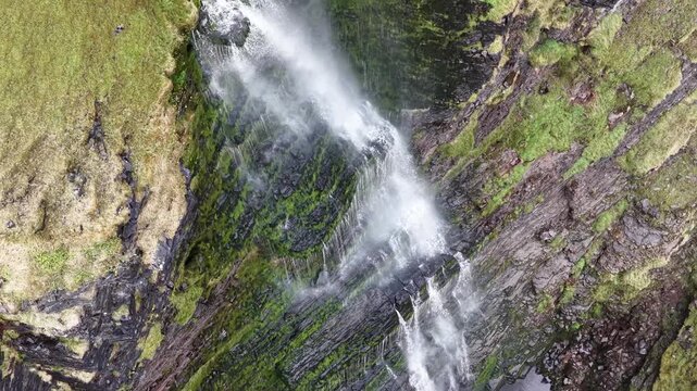 Waterfall running upwards - The Devils Chimney near Glencar Lough, Ireland