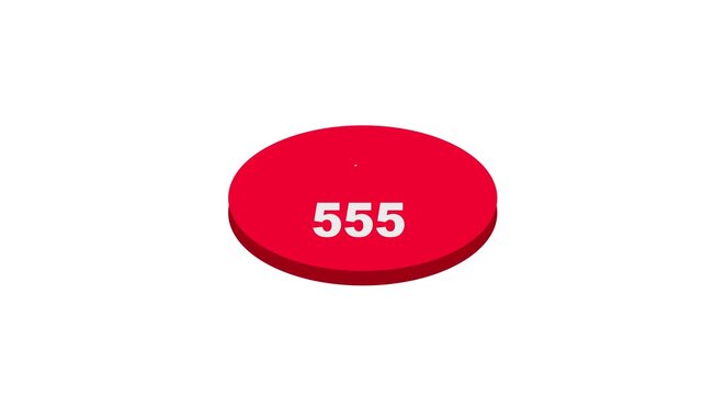 Red 3D number 107 spinning on white background for countdown or milestone animation