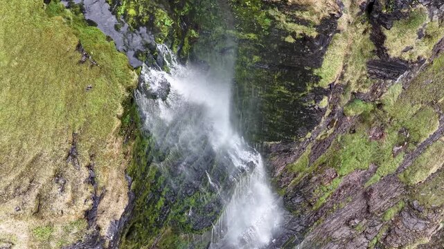 Waterfall running upwards - The Devils Chimney near Glencar Lough, Ireland