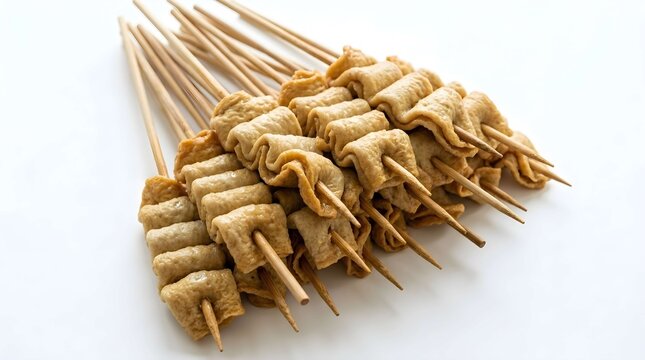 Korean Fish Cake Skewers Eomuk Guk on Bamboo Sticks