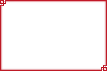 Elements of oriental frames. Red on white rectangle lines border chinese style. Design print for greeting cards, wedding invitations, restaurant menu, royal certificates. Set 41  © asesidea