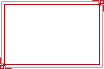 Elements of oriental frames. Red on white rectangle lines border chinese style. Design print for greeting cards, wedding invitations, restaurant menu, royal certificates. Set 42  © asesidea