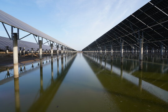 Solar photovoltaic panels on the wate