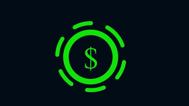 Glowing green music note icon pulsating on black background for audio visualizations