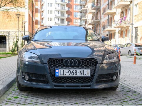  April 2, 2026, Tbilisi, Georgia Audi TT 8J front view close-up with focus on grille and headlights