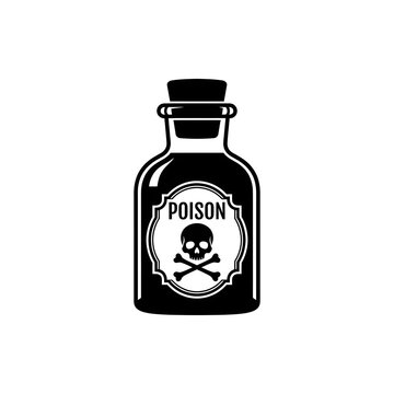 Vintage Poison Bottle with Skull Symbol Isolated on White Background