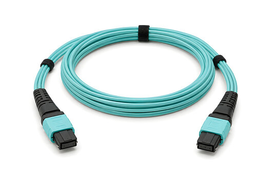 MPO Fiber Optic Loopback Cable Isolated on White Background