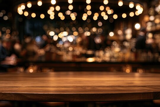 Warm, inviting bar with blurred patrons and soft, glowing lights