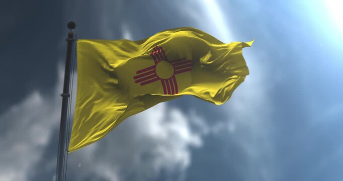 Flag of american state of New Mexico, United States. Loop. Slow Motion