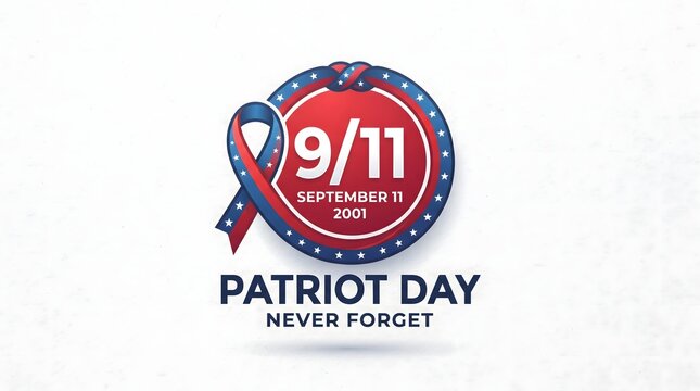 Patriot day 9 11 september 11 2001 commemorative round badge with awareness ribbon design awareness