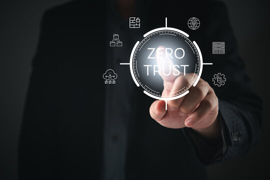 Zero Trust Cybersecurity Businessman Using Digital Network Security Interface