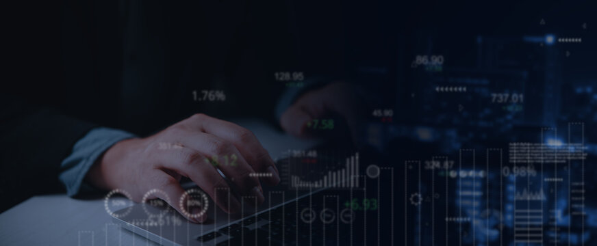 Financial Market Analytics on Laptop With Trading Data Dashboard