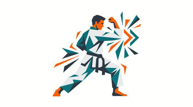Dynamic karate fighter vector illustration