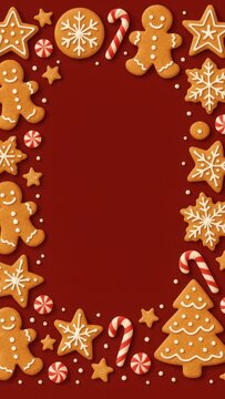 Festive gingerbread cookie frame mobile wallpaper