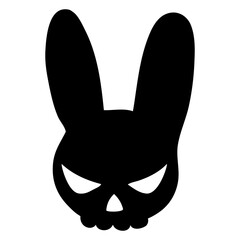 Fototapeta premium Icono con dibujo sencillo con la silueta de una calavera de conejo para tarjetas y felicitaciones de Halloween 