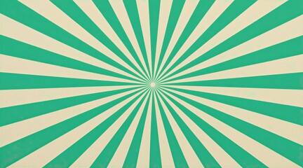 Obraz premium Retro sunburst pattern with mint green rays emanating from center. Vintage backdrop offers graphic design element. Simple radial design for varied creative uses. Bright clean backdrop.