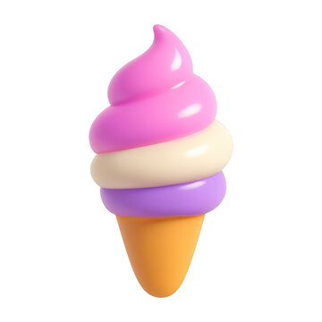 PNG Colorful 3D ice cream cone