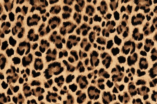 Detailed close-up of a classic leopard print pattern, rich brown spots on tan