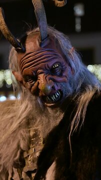 Krampus Procession Through Dobbiaco, Italy During the Christmas Season