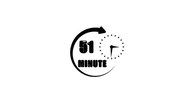 51 minute countdown timer animation with rotating clock for time management and presentations 51 minutes