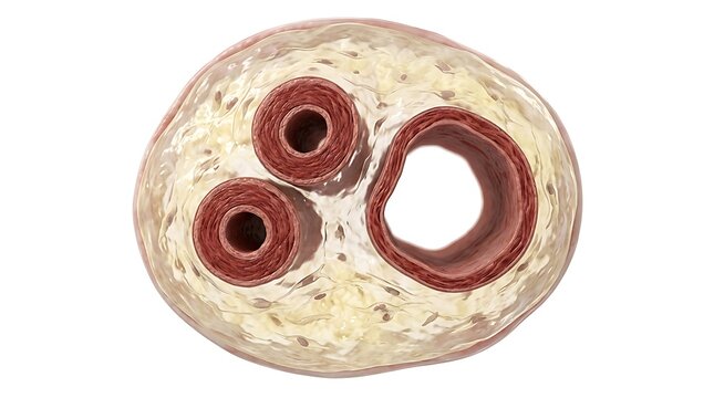 Crosssection of human artery with visible lumen and layers